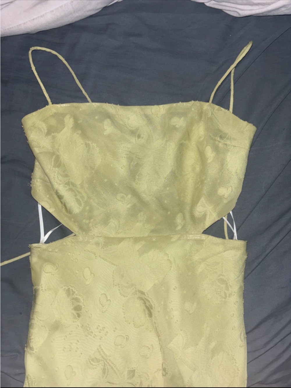 Yellow Lace Cutout Slip Dress - Women Intimates & Sleepwear